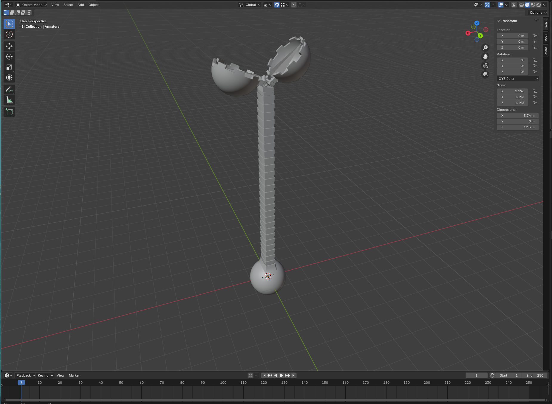 A snake-like robot armm with a bucket grabber at the end