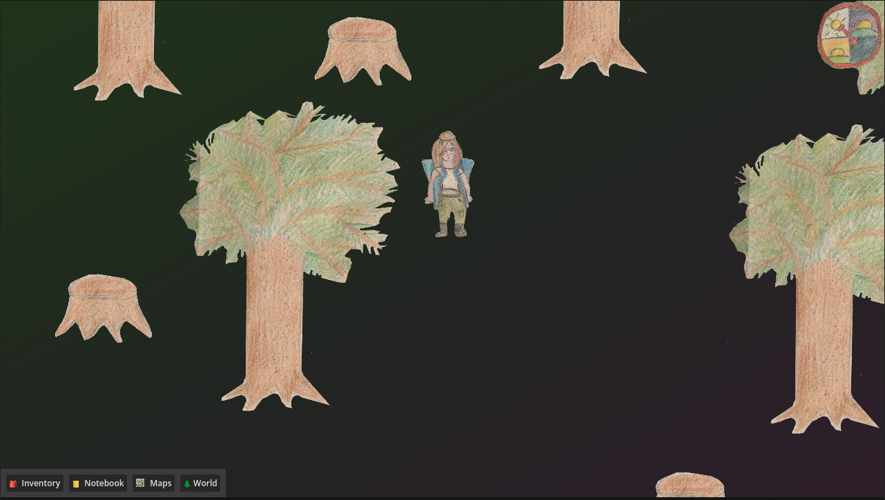 A dev-assets game with a girl in a woodland